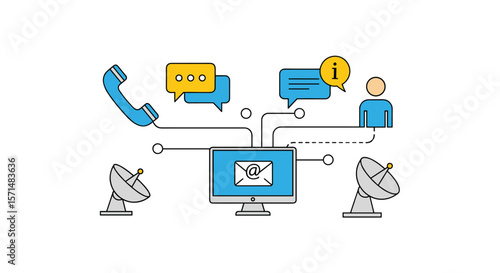 Visualizing the interconnected network of communication channels and data flow in modern business operations
