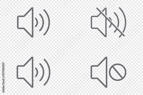 Speaker icon, mute speaker icon, speaker sign vector. Volume icon symbol. stroke designs.