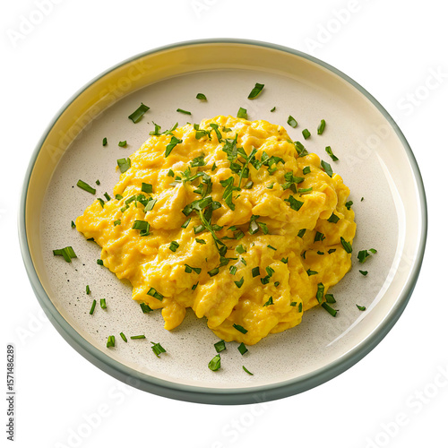 Traditional Huevos Revueltos (Scrambled Eggs) Isolated on Transparent Background

