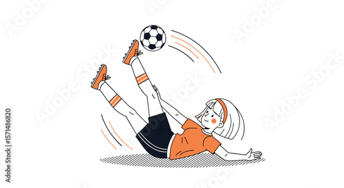 Young athlete demonstrates skillful ball control during outdoor soccer game practice