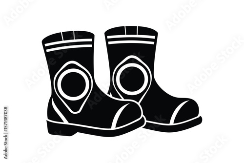 Silhouette design illustration of hazmat responder boots with sealed tops.eps