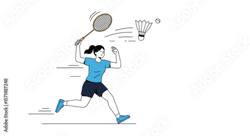 Illustrative depiction of a dynamic badminton player executing a powerful smash during a competitive match