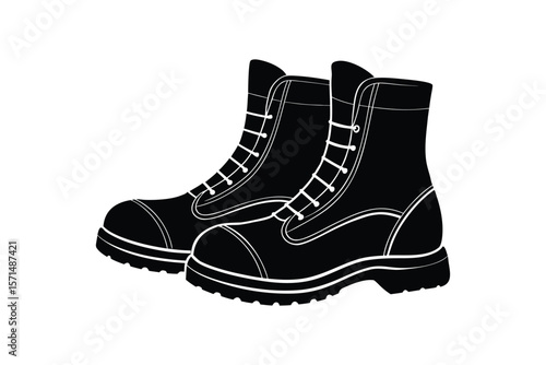 Silhouette design illustration of K9 handler boots with thick rubber soles.eps