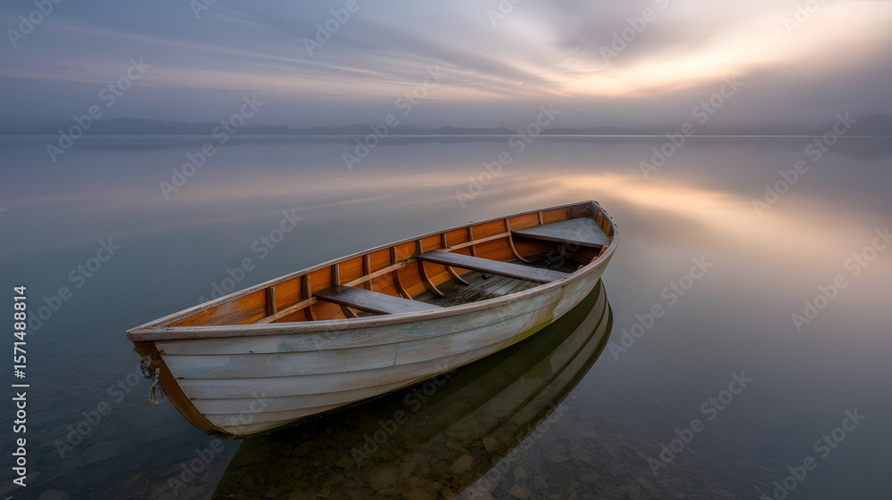 Fototapeta premium old boat on the lake