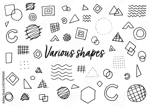 ペンを使って手描きで描いた幾何学アナログ素材