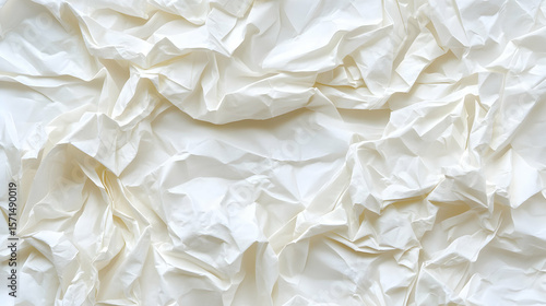 Close-up of crumpled white fabric.