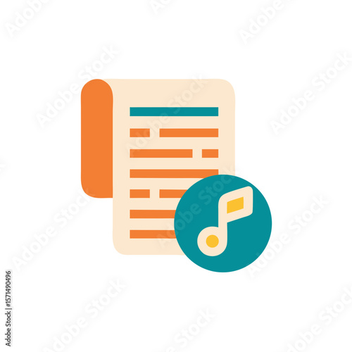 Colorful music sheet with notes and symbols, featuring vibrant design elements, representing the art of music composition and creativity in a visually appealing format