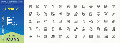 Approve icon collection. Included checkmark, confirm, correct, check, ok and more. Approve icon. Minimalist icons collection. Editable stroke. Vector collection.
