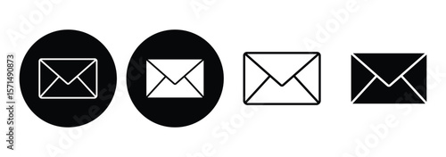 Set of mail envelope icon. Mail symbol collection. E-mail icon, sign of an incoming unopened message. Vector illustration. 