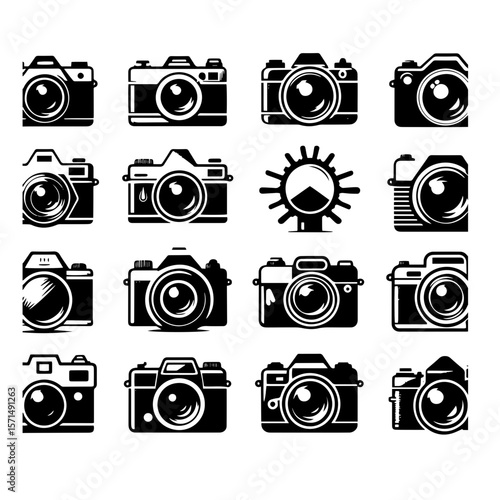 camera icons set