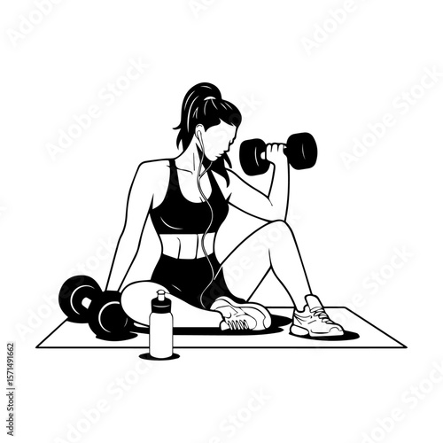 fitness woman with dumbbells