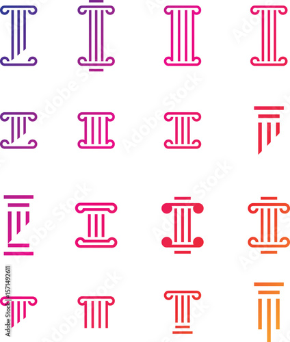 Simple elegant law firm logo collection , justice logo set , blue and white background
