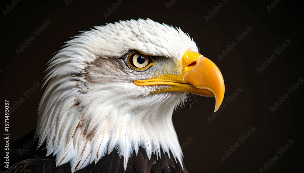 Fototapeta premium Majestic Bald Eagle Close-Up with Dramatic Lighting