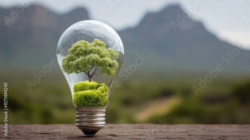 Une ampoule avec un arbre vert à l'intérieur écologique, représente une idée éco responsable dans le cadre de la RSE