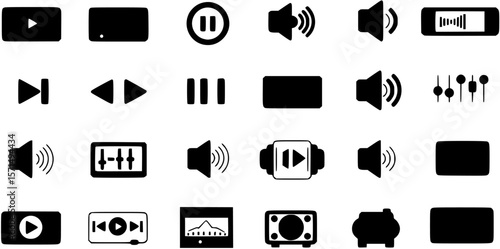 Set Media Player Icon. Multimedia. Player icon Isolated. Vector Illustration
