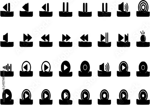 Set Media Player Icon. Multimedia. Player icon Isolated. Vector Illustration
