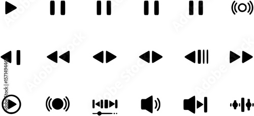 Set Media Player Icon. Multimedia. Player icon Isolated. Vector Illustration
