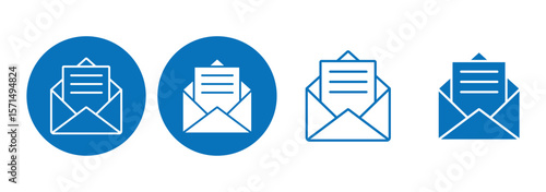 Mail icons set. email sign and symbol. E-mail icon. Envelope icon. Envelope symbol with letter. Vector illustration. eps 10