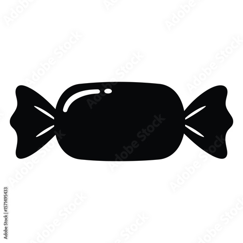 A black wrapped candy, a sweet treat isolated on white background, represents a sugary dessert and a festive celebration gift