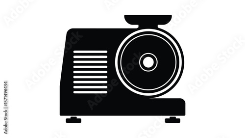 Black and White Icon of a Meat Grinder