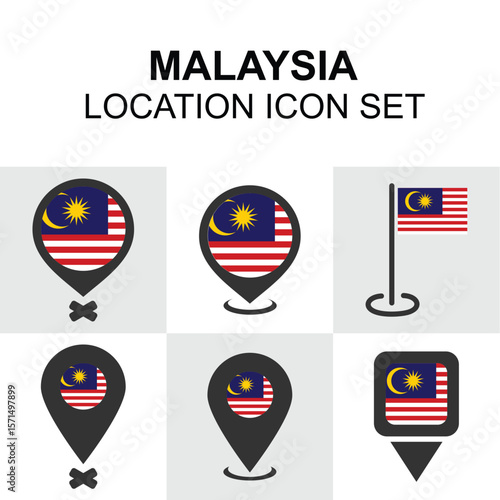 Free Download Location pin icons featuring Malaysia’s flag, ideal for Southeast Asian themes. - GFXLoad
