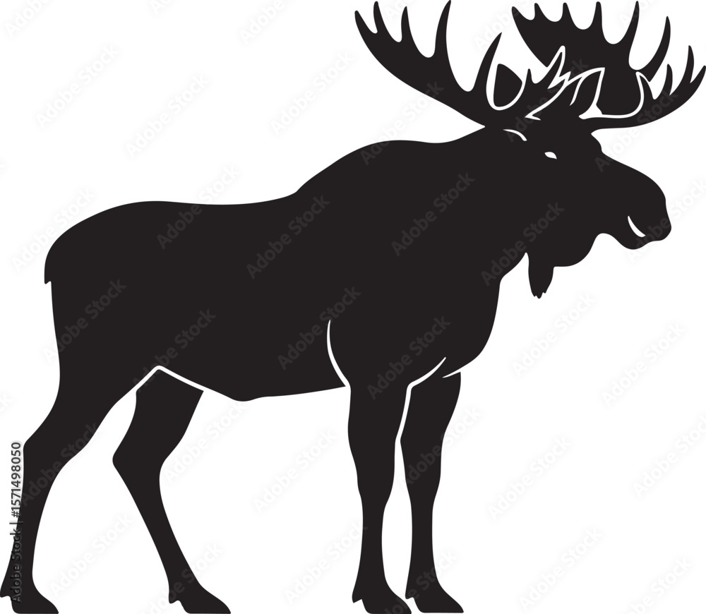 Obraz premium Silhouette illustration of a majestic moose animal depicting nature and wilderness with antlers