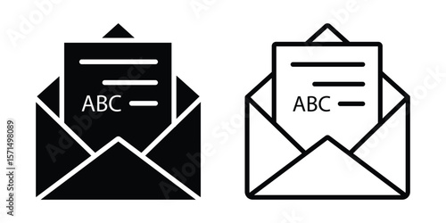 Mail icons set. email sign and symbol. E-mail icon. Envelope icon. Envelope symbol with letter. Vector illustration. eps 10