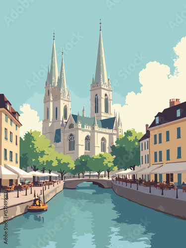 Amiens, France – Gothic cathedral and canal-side cafés with relaxed atmosphere