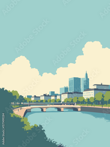 Boulogne-Billancourt, France – modern buildings and Seine riverbanks with business vibe