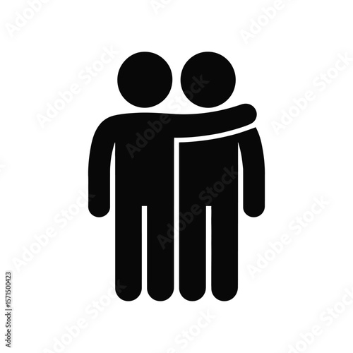 Two figures embracing symbolizing friendship support and unity in black and white