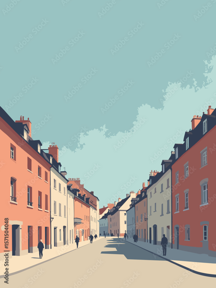 Fototapeta premium Charleville-Mézières, France – Place Ducale symmetry in red brick, slate gray, cream, and fountain blue