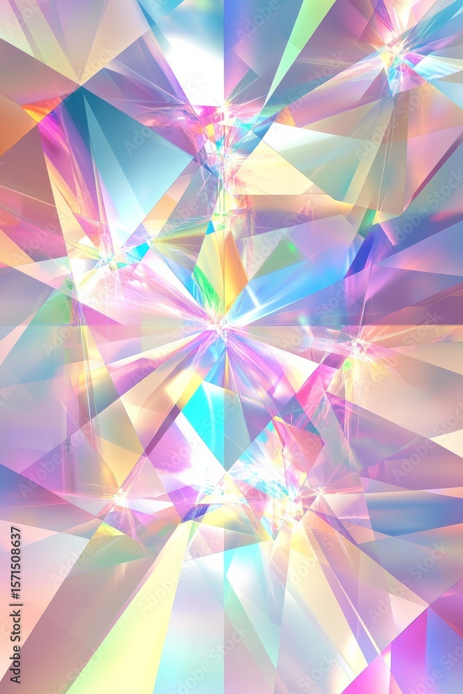 Abstract colorful crystal background with vibrant reflections and refractions, showcasing intricate geometric shapes and luminous highlights, perfect for design and artistic projects Abstract colorful crystal background with vibrant reflections and refractions, showcasing intricate geometric shapes and luminous highlights, perfect for design and artistic projects