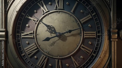 Ornate mechanical clock with Roman numerals and detailed metalwork
