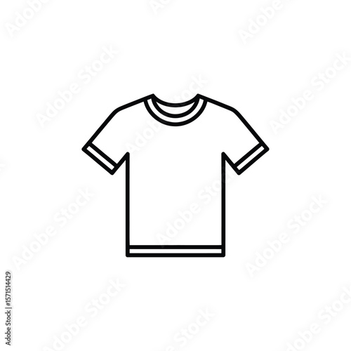 Simple outline icon of a short sleeve t shirt on a white background