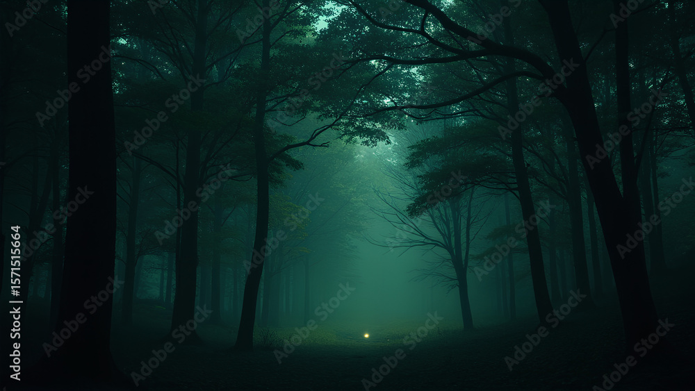 Obraz premium Ein abstrakter Hintergrund, inspiriert von einem dichten Wald um Mitternacht. Tiefe Schwarz-, Indigo- und Dunkelgrüntöne, mit schwachen Umrissen von Ästen und Blättern. KI Generated