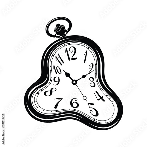 Melting Pocket Watch Surreal Time Illustration