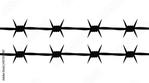 Barbed Wire Fence Silhouette Illustration