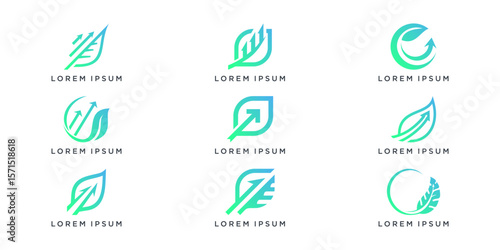 Set bundle of unique arrow leaf logo design
