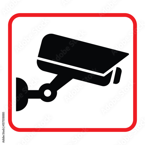 Security camera icon, video surveillance, cctv sign. Square indicating camera operation. Surveillance camera,monitoring, safety home protection system. Fixed CCTV, Security Camera Icon Vector EPS 10