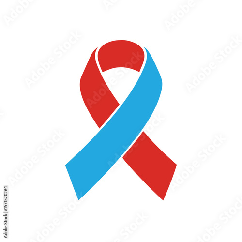 Red Blue Ribbon Symbol on Representing Diabetes Awareness Support vector