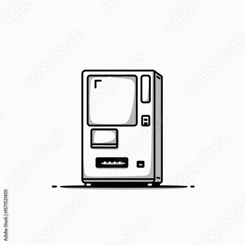 Vending machine in minimalist style with clean lines and monochrome colors  