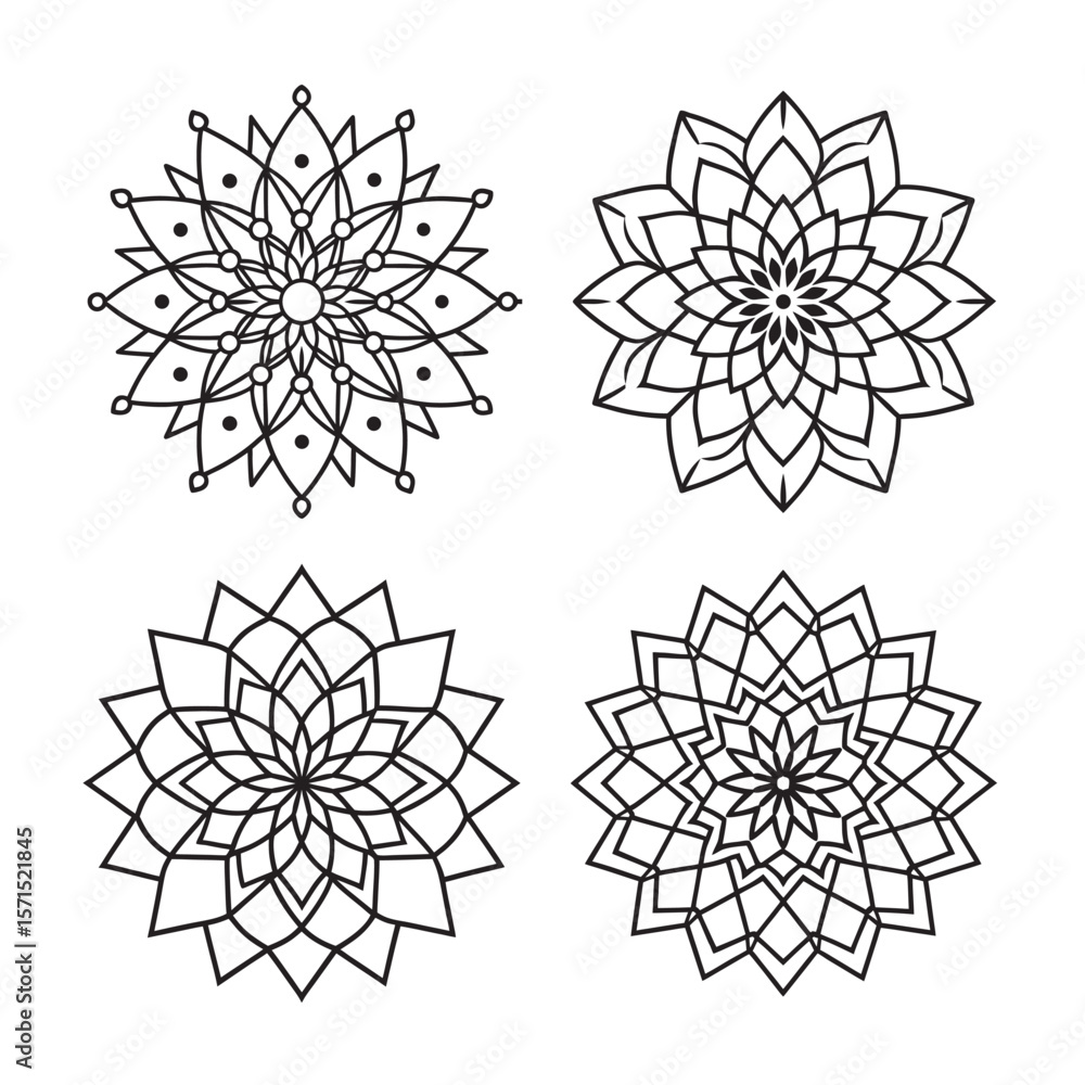 Obraz premium line art of pattern type mandala bundle on the white background
