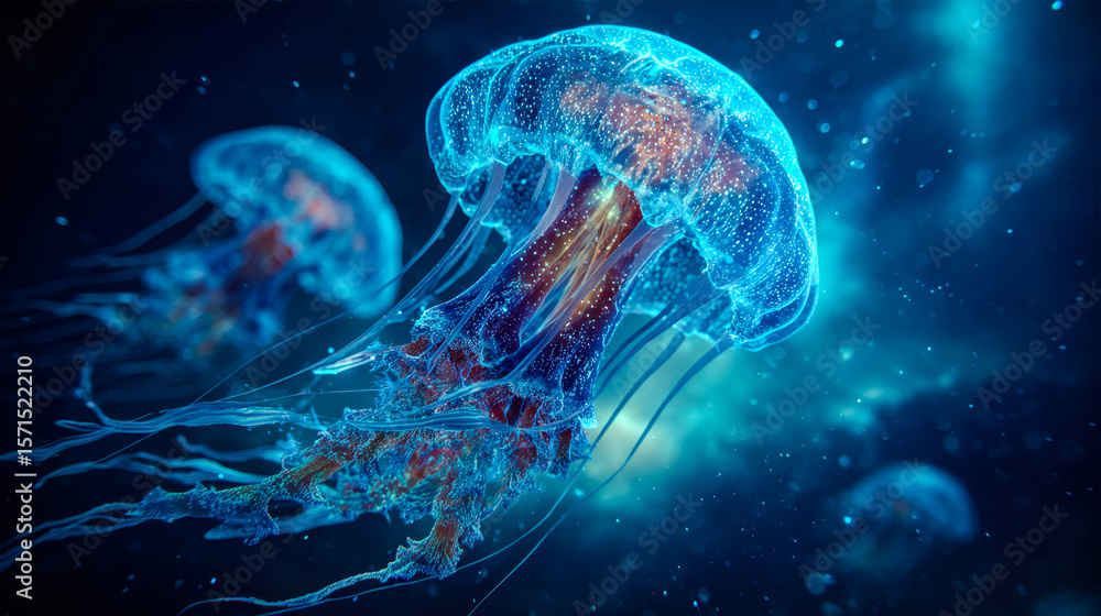 Naklejka premium Bioluminescent jellyfish in your imagination