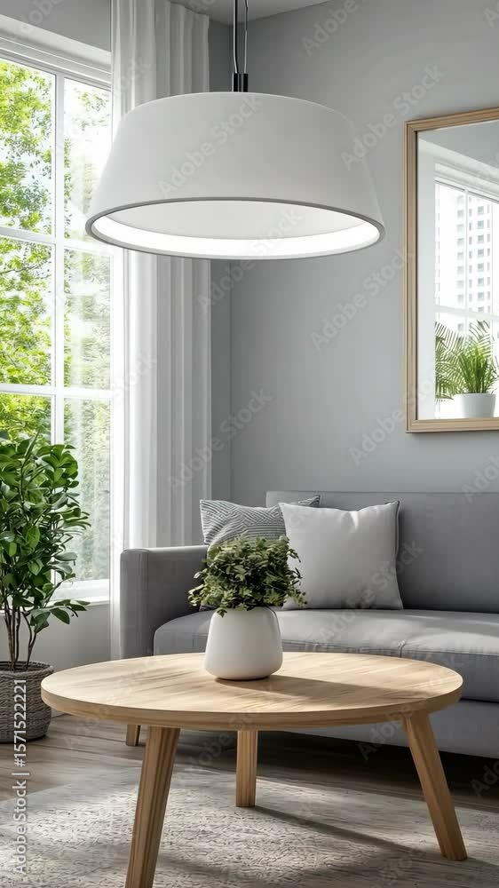 Bright and inviting living space showcasing clean lines, stylish decor, and a lovely plant, perfect for relaxation and gatherings Bright and inviting living space showcasing clean lines, stylish decor, and a lovely plant, perfect for relaxation and gatherings