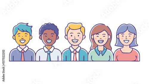 Diverse team of people smiling vector illustration for business and community engagement and teamwork concept
