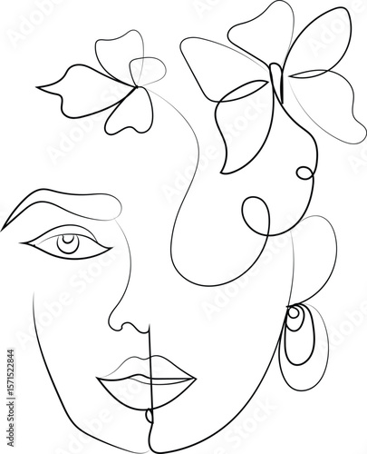 Woman's head and a horse's silhouette illustrate beauty in a vector art design