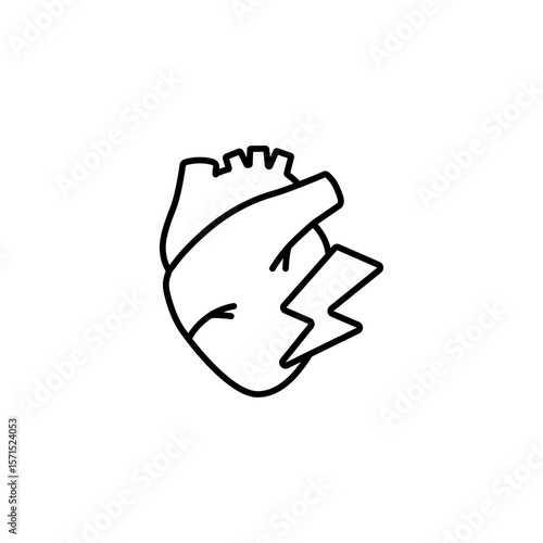 Heart outline combined with a lightning symbol depicts a fast, powerful, or dynamic medical idea.