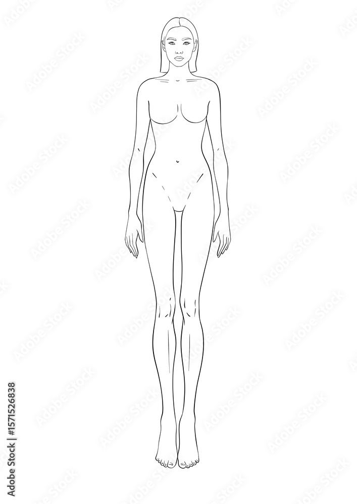 Female Fashion Croquis Straight Pose Figure Template for Fashion Illustration and Fashion Design Female Fashion Croquis Straight Pose Figure Template for Fashion Illustration and Fashion Design