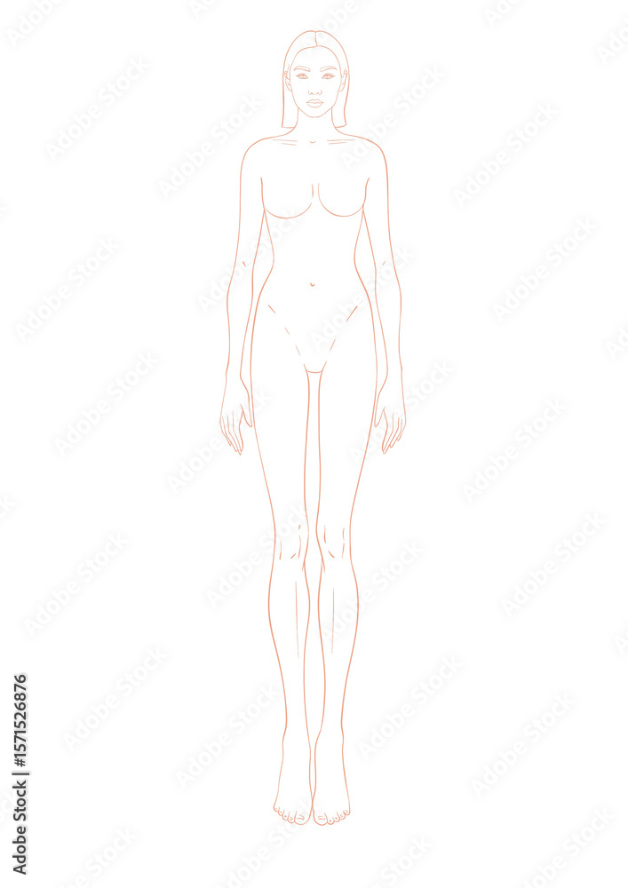 Female Fashion Croquis Straight Pose Figure Template for Fashion Illustration and Fashion Design Female Fashion Croquis Straight Pose Figure Template for Fashion Illustration and Fashion Design