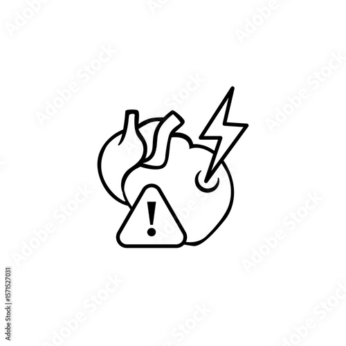 Iconic heart with exclamation and lightning for alert or warning. represents caution or medical alert.